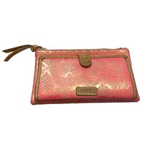 Consuela Slim Wallet CORA bifold Pink Snakeskin Leather snap tab zipper